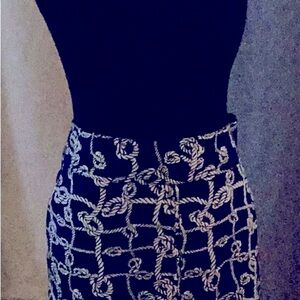 Talbots Black and White Midi Pencil Skirt with Embellishments